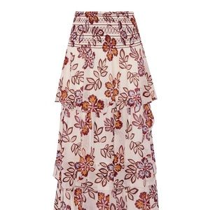 Tory Burch indie tiered printed silk maxi skirt